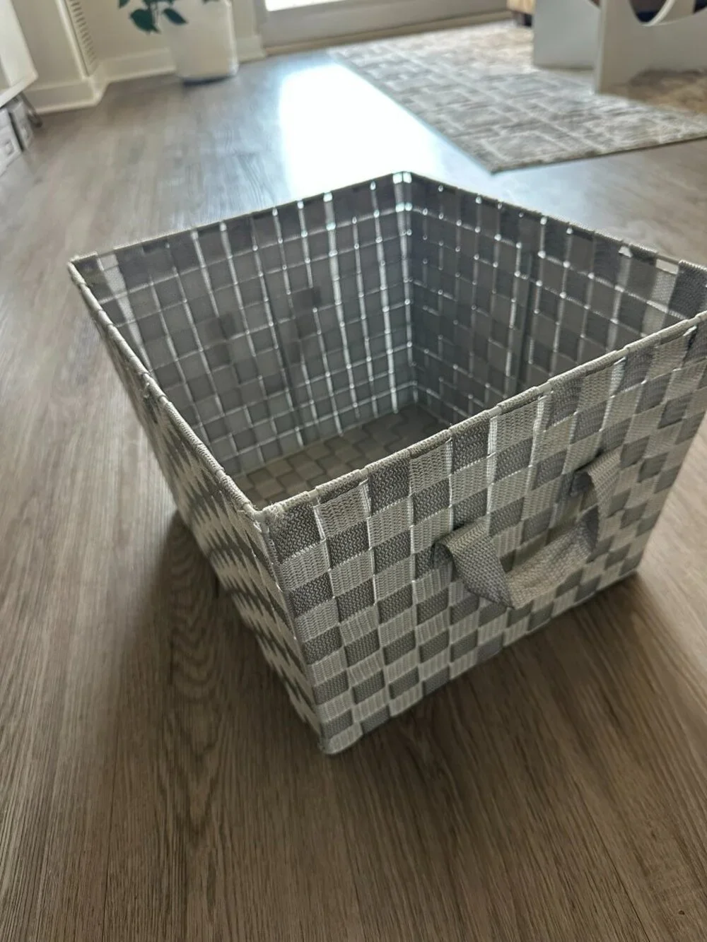 Woven Storage Basket with Handles - Grey - 15